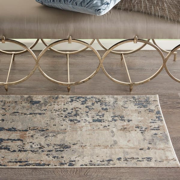 Concerto Beige/Grey doormat 2 ft. x 4 ft. Distressed Rustic Kitchen Area Rug