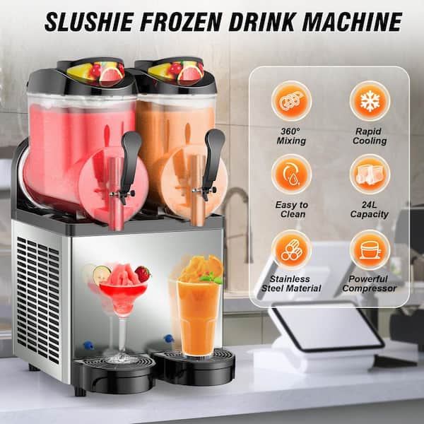 Hooure Commercial Slushy Machine 910 oz. 12l x 2 Food-Grade
