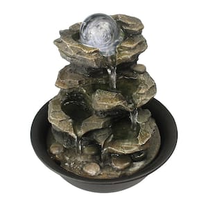 8.3 in. Desktop Water Fountain Tabletop Fountain with LED Lights and Crystal Ball for Home Office