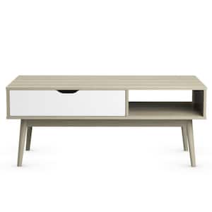 47 1/2 in. W x 19 1/2 in. D Modern Gray and White Cocktail Coffee With Solid Wood Legs