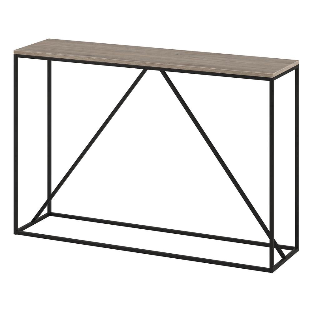 Nia 45" Blackened Bronze and Gray Oak Console Table
