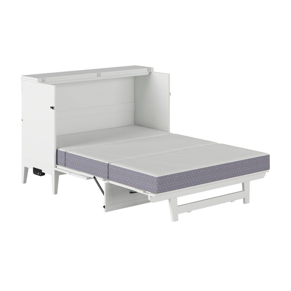 Santa Fe Walnut Brown Solid Wood Frame Queen Murphy Bed Chest with Mattress and Built-in Charger - thumbnail 6