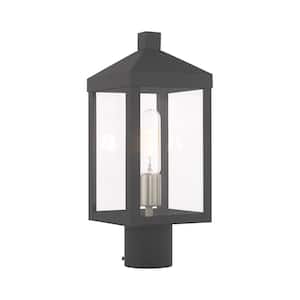 Creekview 15 in. 1-Light Scandinavian Gray Cast Brass Hardwired Outdoor Rust Resistant Post Light with No Bulbs Included