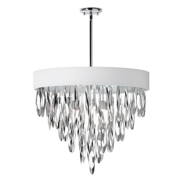 Radionic Hi Tech Allegro 8-Light Polished Chrome Chandelier with White Shade
