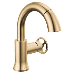 Trinsic Single Handle Single Hole Bathroom Faucet with High-Arc Pull-Down Spout in Champagne Bronze