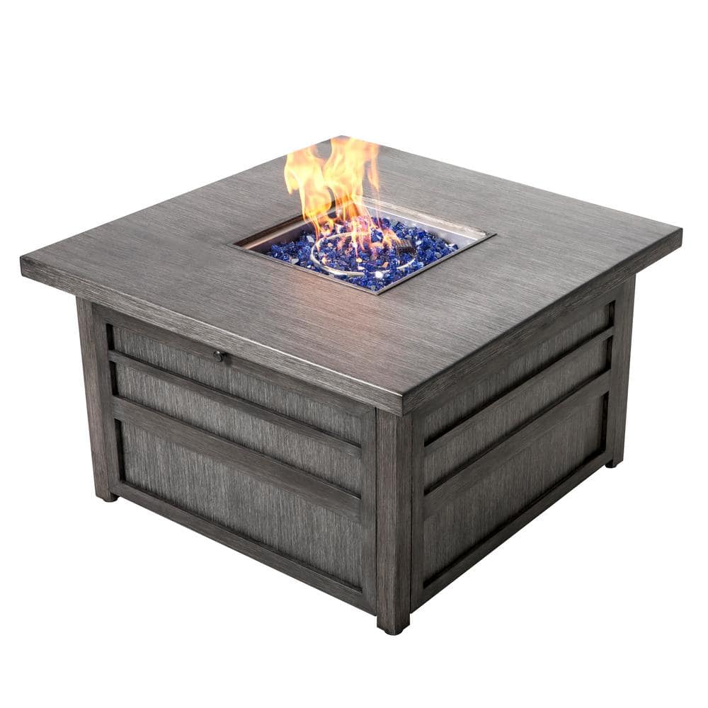 Square Fire Pit Table with Aluminum Rattan Frame -  Patio Time, FAA136