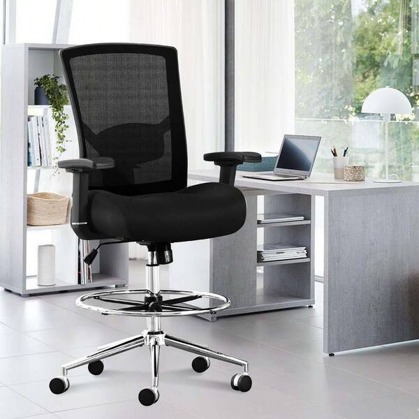 Unbranded Mesh Adjustable Height Drafting Chair Tall Office Chair Ergonomic Desk Chair Computer Chair with 4D Arms in Black