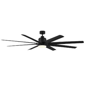Meridian 72 in W x 14.87 in H Integrated LED Indoor/Outdoor Matte Black Ceiling Fan with Reversible Motor and Remote