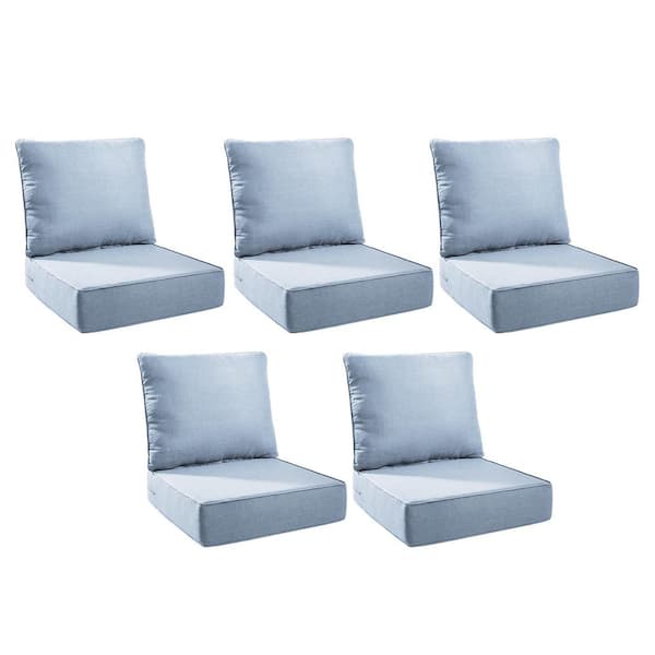 Bellefurn Duraolex 24 in. W x 24 in. D x 6 in. Thick Square 10-Piece Deep Seating Outdoor Lounge Chair Olefin Cushion in Baby Blue
