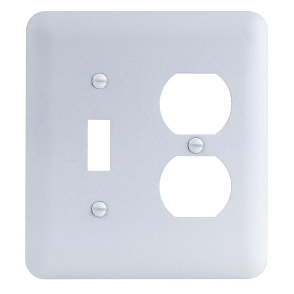 Commercial Electric 2-Gang Toggle/Duplex Midway/Maxi Sized Metal Wall Plate, White (Textured/Paintable Finish)