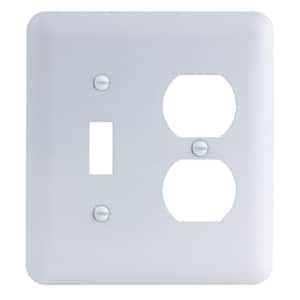 White 2-Gang (1-Toggle/1-Duplex) Metal Wall Plate (Paintable)