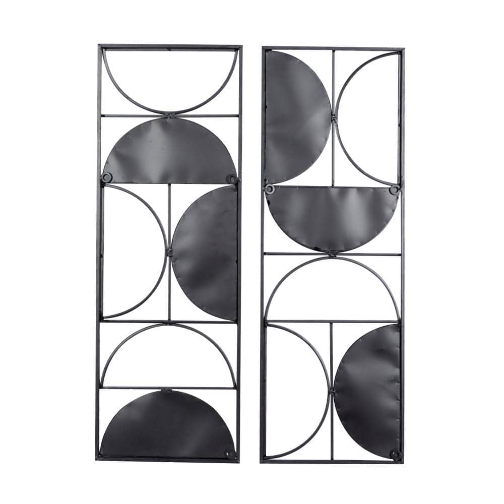 Brown and Beige Metal Geometric Wall Decor Set, 30" x 11"