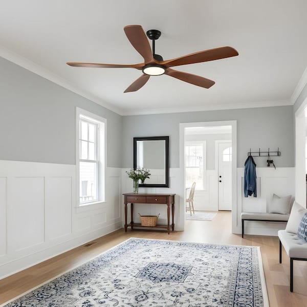 60 in. LED Indoor Walnut Ceiling Fan with Light Kit, Remote Control