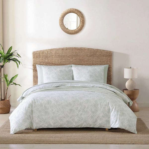 Tommy Bahama Pen And Ink 3-Pieces Green Cotton Full/Queen Duvet Cover Set