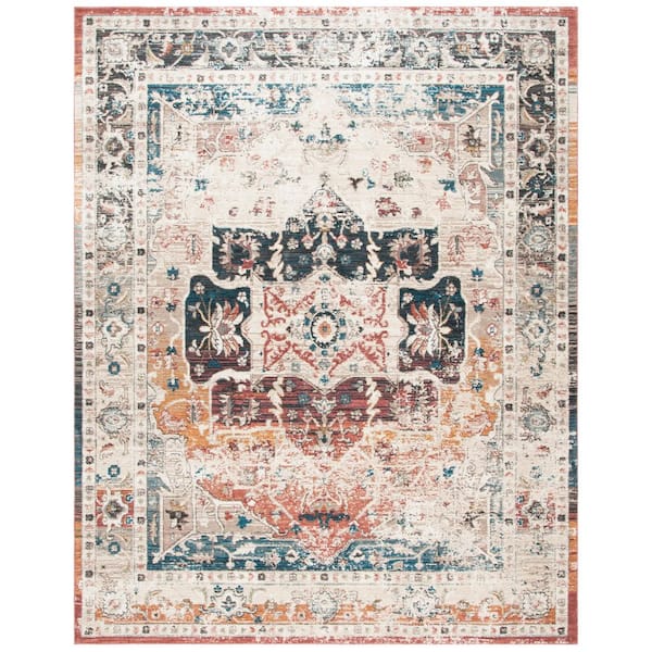 Carlyle 8 ft. x 10 ft. Ivory/Blue Distressed Medallion Area Rug