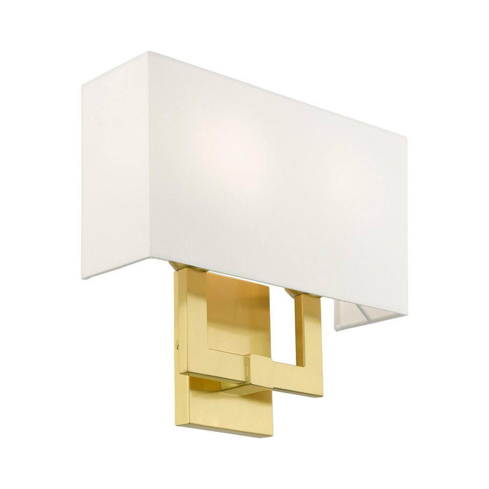 Hollborn Satin Brass 2-Light ADA Compliant Wall Sconce with Off-White Shade