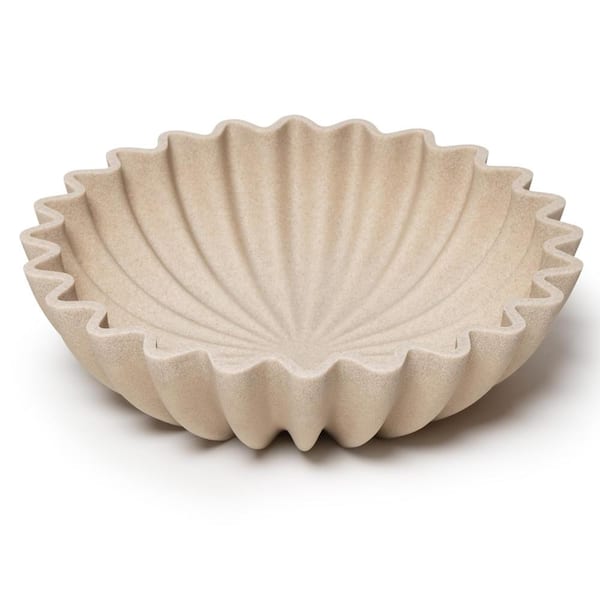 Large 10 in Decorative Artificial Stone Fruit Bowl with Handcrafted Modern Design for Kitchen Counter