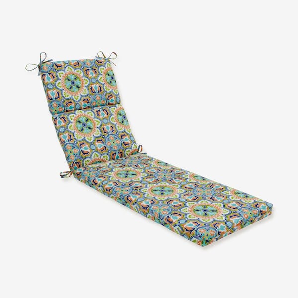 Pillow Perfect 21 x 28.5 Outdoor Chaise Lounge Cushion in Blue/Green Lagoa