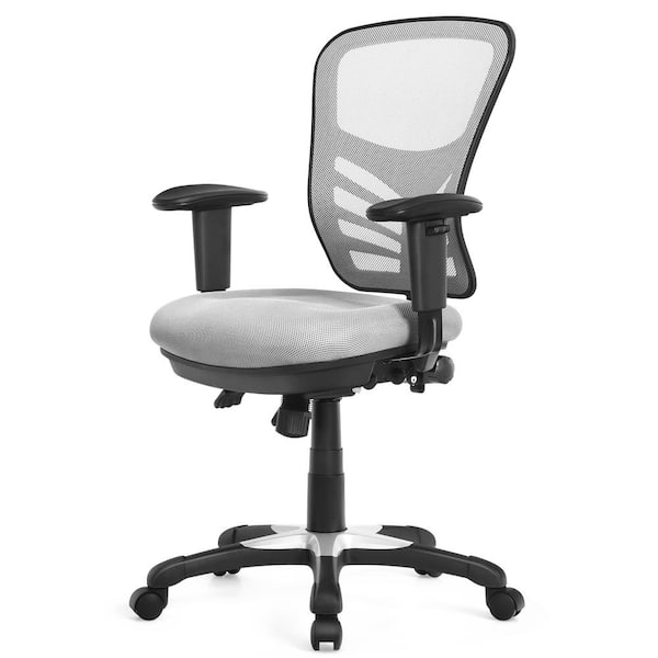 ANGELES HOME Sponge Seat Ergonomic Mesh Office Chair with Adjustable Armrests and Back Height, Gray
