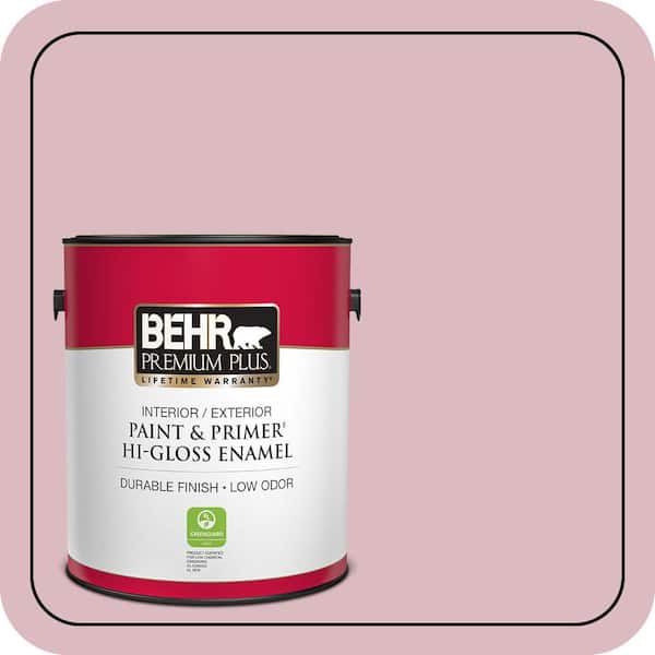 BEHR PREMIUM PLUS 1 gal. #S130-2 Shy Smile Hi-Gloss Enamel Interior/Exterior Paint & Primer