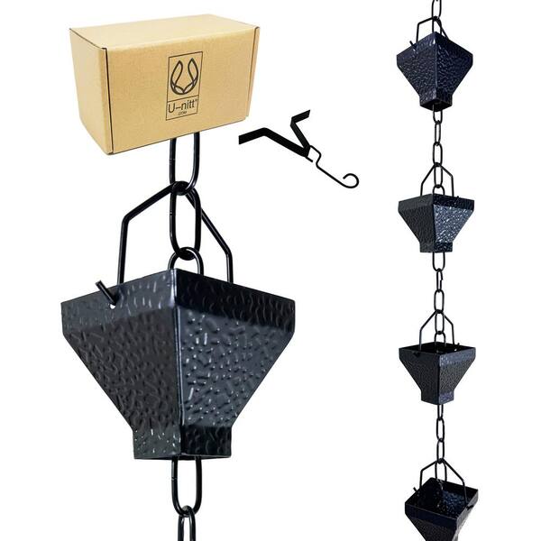 U-nitt 8.5 ft. Black Square Rain Chain