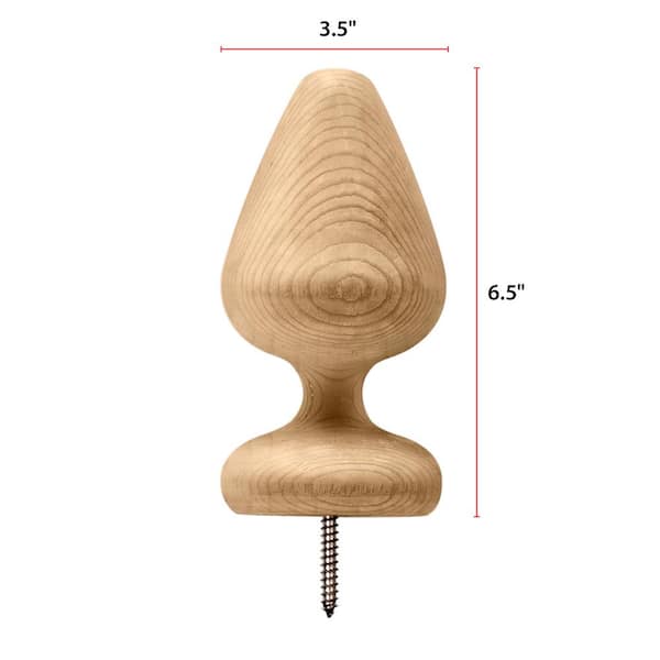 Victorian Post Top with Pre-Installed Screw - 6.5 in. x 3.5 in. - Unfinished Sanded Pine - DIY Porch and Fence Decor