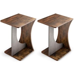 2PCS 17 in. W Side Table Sofa Couch Table Compact C-shape End Table Snack Coffee Table