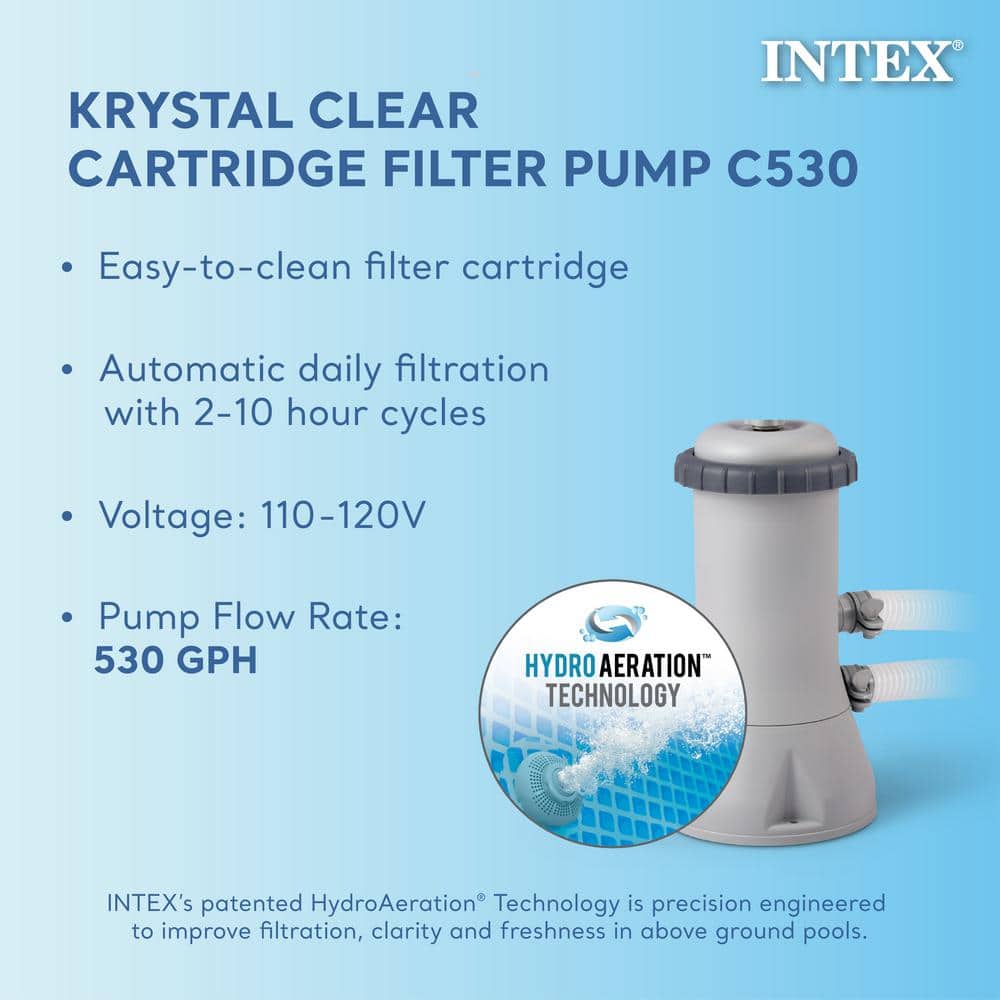 Intex 15' Blue Round Above Ground Pool with Filter Pump and Cover