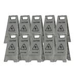 24 in. Grey Multi-Lingual Caution Wet Floor Sign (10-Pack)
