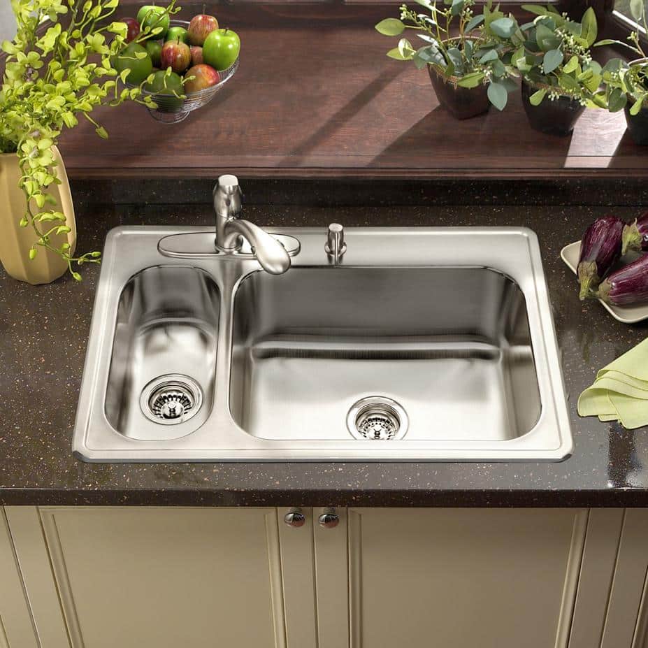 Legend 33'' Satin Stainless Steel Double Bowl Kitchen Sink