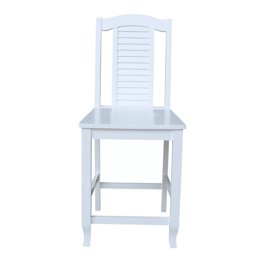 Seaside White Solid Wood Counter Height Stool