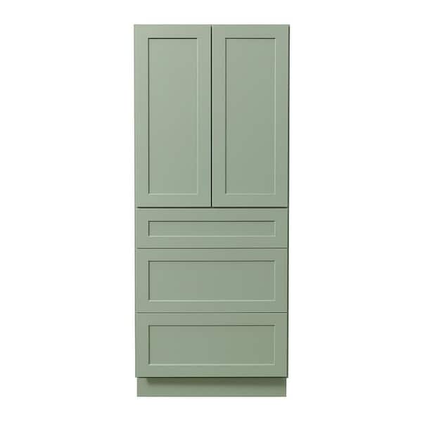 Shaker Assembled 24 in. W x 90 in. H x 24 in. D Tall Pantry Cabinet with Drawers in Jade Green