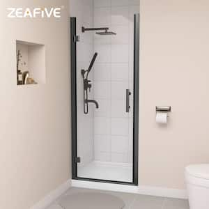 32 in. W x 72 in. H Bathroom Frameless Pivot Swing Shower Door in Matte Black with 1/4 in. Tempered Glass Left Hinged