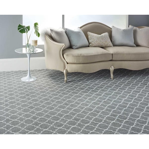 Verandah Storm Gray 13.2 ft. 36 oz. Polyester Pattern Installed Carpet