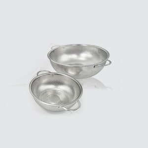 2-Pc Stainless Steel Perforated Colander Set 1.5 plus 2.5 qt.