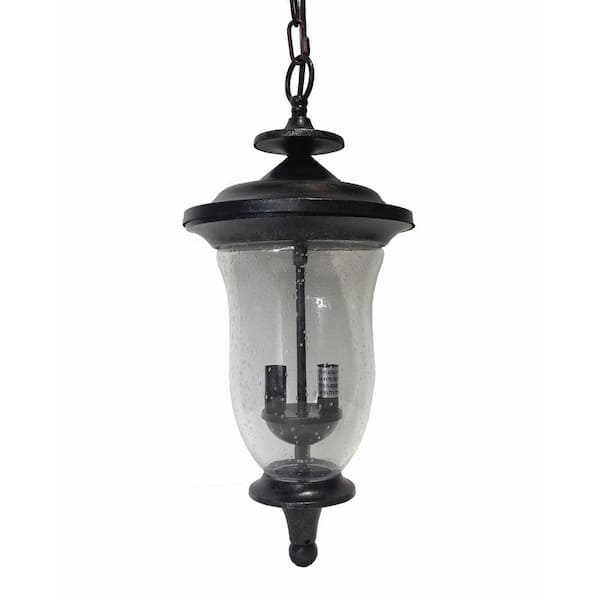 AA WAREHOUSING Brielle 2-Light Silvery Stone Finish Outdoor Pendant Light
