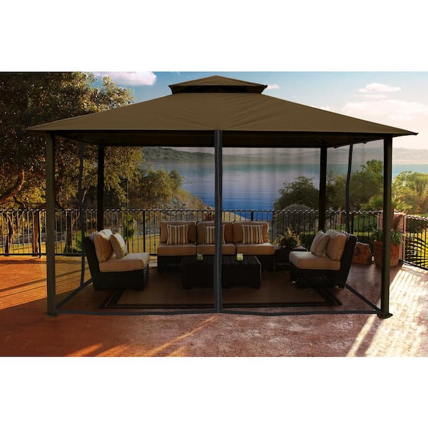 Paragon Outdoor Paragon Gazebo 11 ft. x 14 ft. with Cocoa Color Sunbrella Top and Mosquito Netting