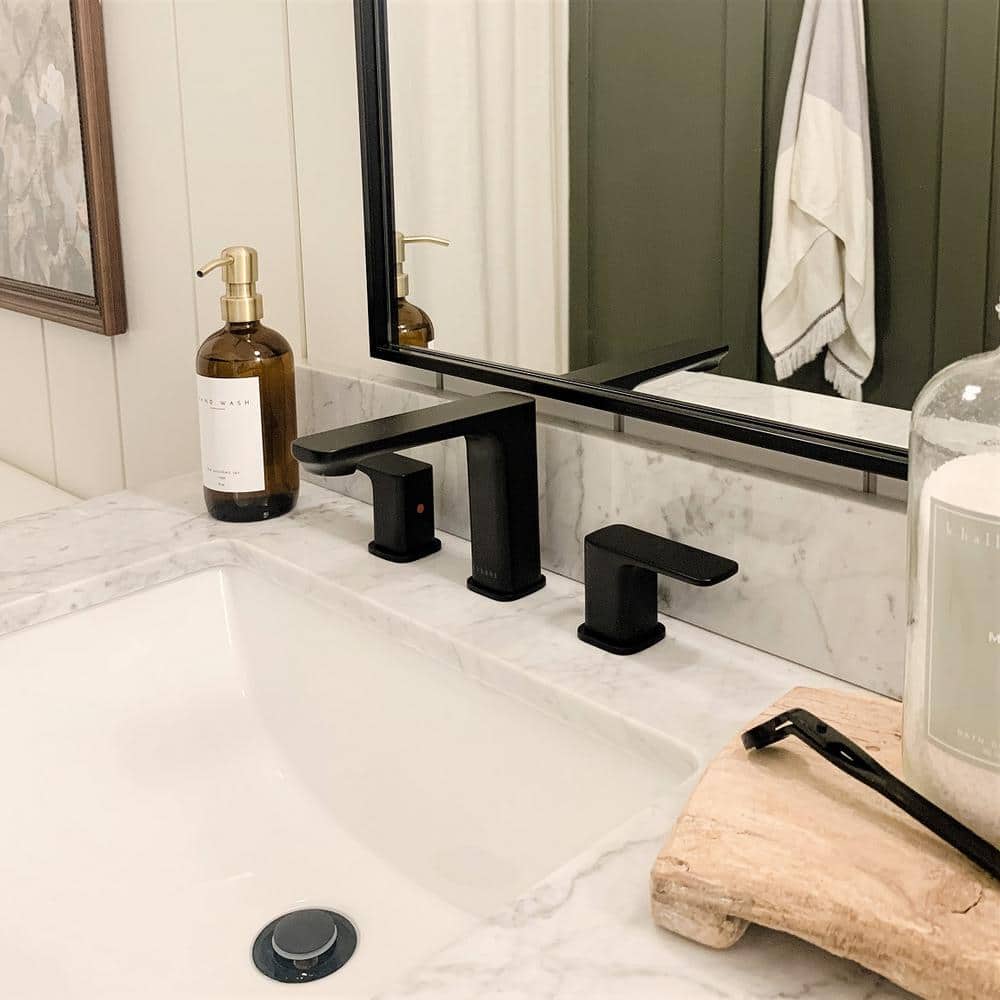 Corsica Matte Black 8" Widespread Brass Bathroom Faucet