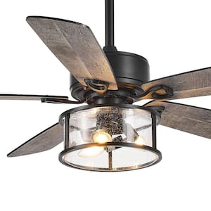Craig 52 in. Indoor Black Ceiling Fans with Light Kit and Remote Control Included