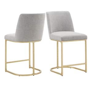 24 in. Gray Metal Counter Stool (Set Of 2)