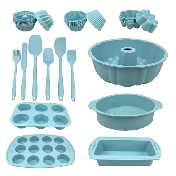 29-Piece Silicone Nonstick Bakeware Set with Muffin Pan, Baking Sheet, Bundt Cake, Mini Cake Molds, Spatulas