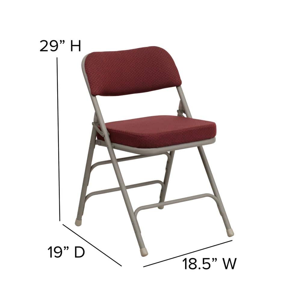 Hercules Series Burgundy Fabric Metal Folding Chair with Adjustable Height