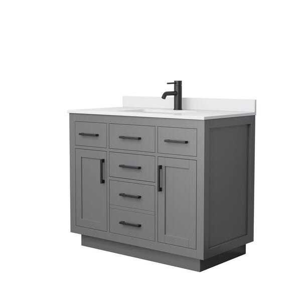 Wyndham Collection Beckett TK 42 in. W x 22 in. D x 35 in. H Single Bath Vanity in Dark Gray