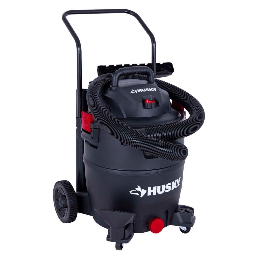 Husky 16 Gallon 6.5 Peak HP Wet Dry Vac Shop Vacuum Cart with Locking Hose, Wands, Filters, Dust Bag and Accessory Attachments