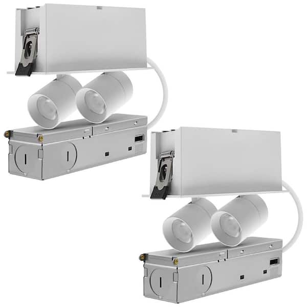 5 In. 2-Head Integrated LED Adjustable Recessed Light, 5CCT, CRI90, 6W, 400LM, 355° & 80° Tilt, Dimmable IC Rated 2 Pack