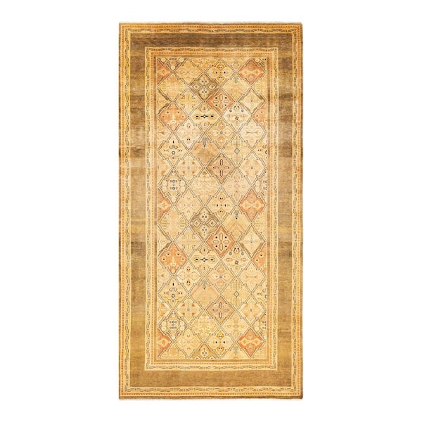 Eclectic Green 6 ft. x 12 ft. Geometric Wool Indoor Runner Rug