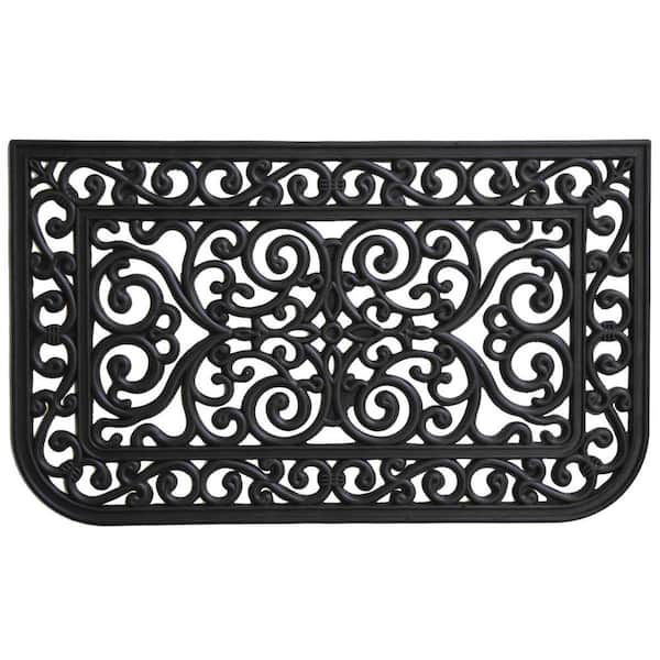 Black 30 in. x 18 in. Rubber Non-Slip Indoor/Outdoor Door Mat