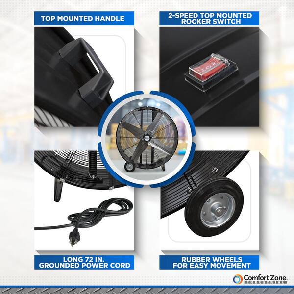 Comfort Zone 42 in. 2-Speed Industrial Drum Fan CZMC42 - The Home