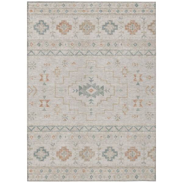 Chantille Machine Washable Indoor/Outdoor Abstract ACN3125 Ivory 5 ft. x 7 ft. 6 in. Area Rug