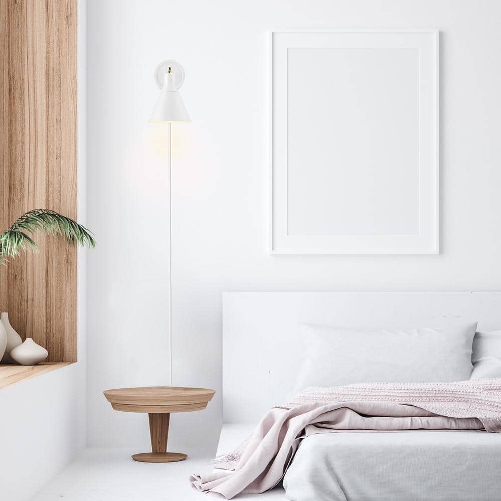 Matte White Brass Accent Dimmable Wall Sconce